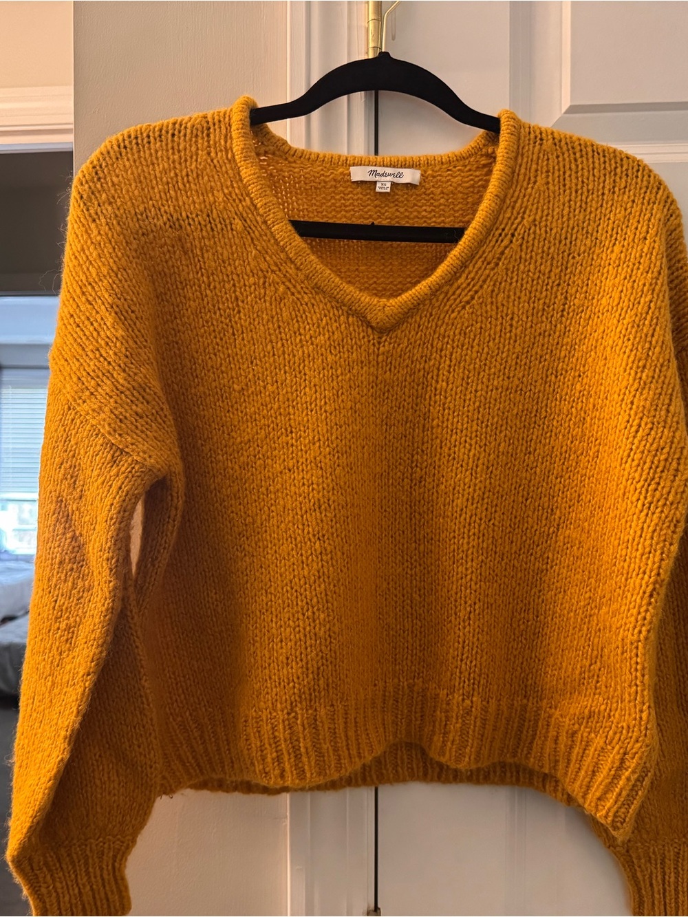 Madewell V-Neck Sweater in Mustard Yellow